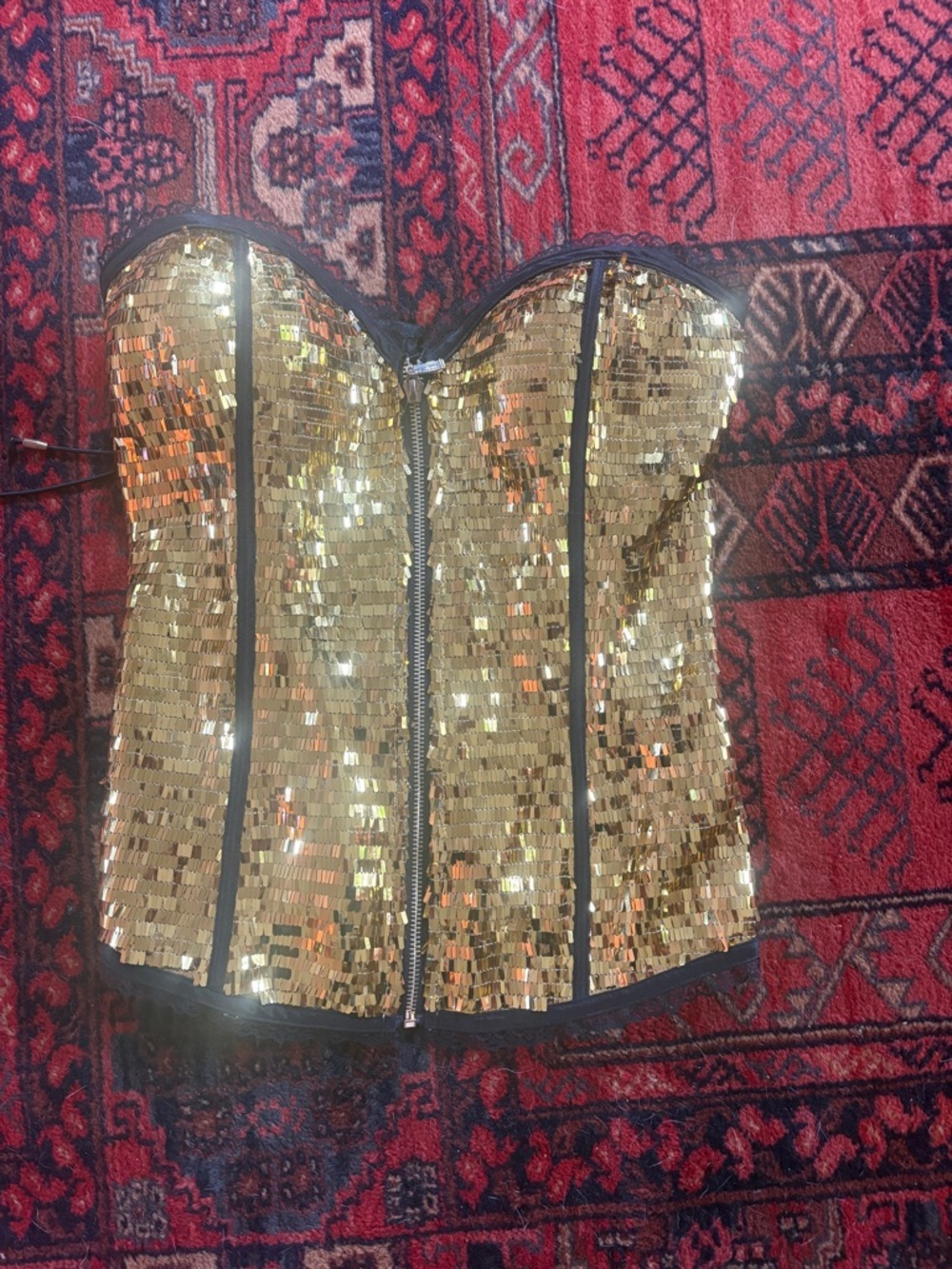 Gold Sequin Strapless Bustier CorsetTop